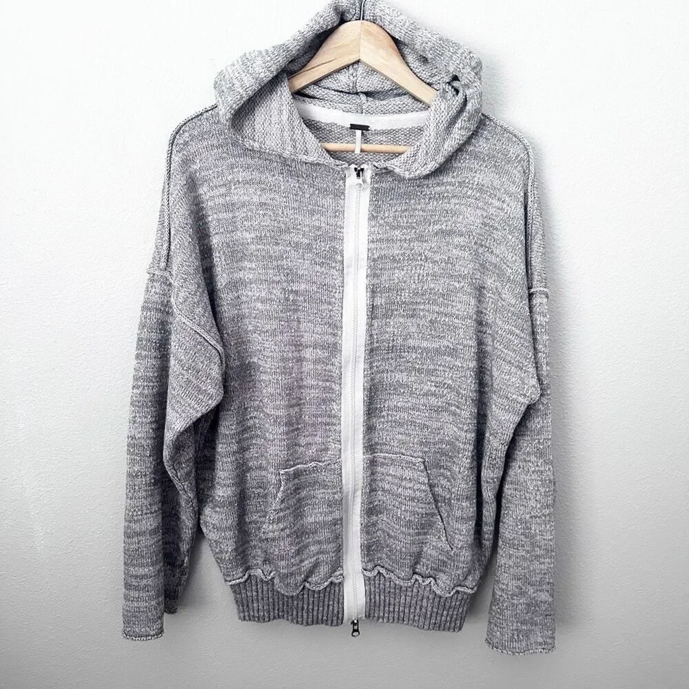 FREE PEOPLE‎ | In Bloom Sweater Blush Pink Gray Raw Seams | Size Medium